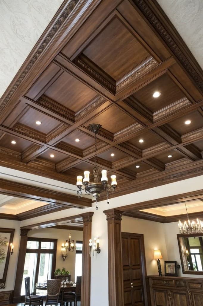 Grand wooden coffered ceiling by Bhutta and Co