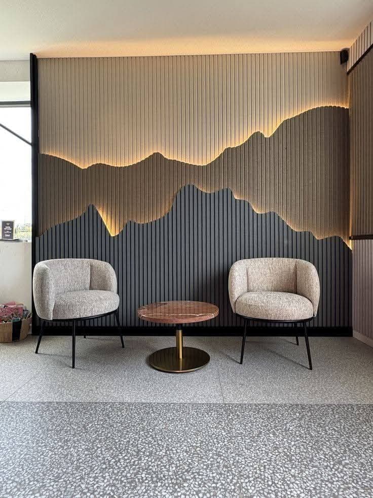 Full-room wood wall cladding installation