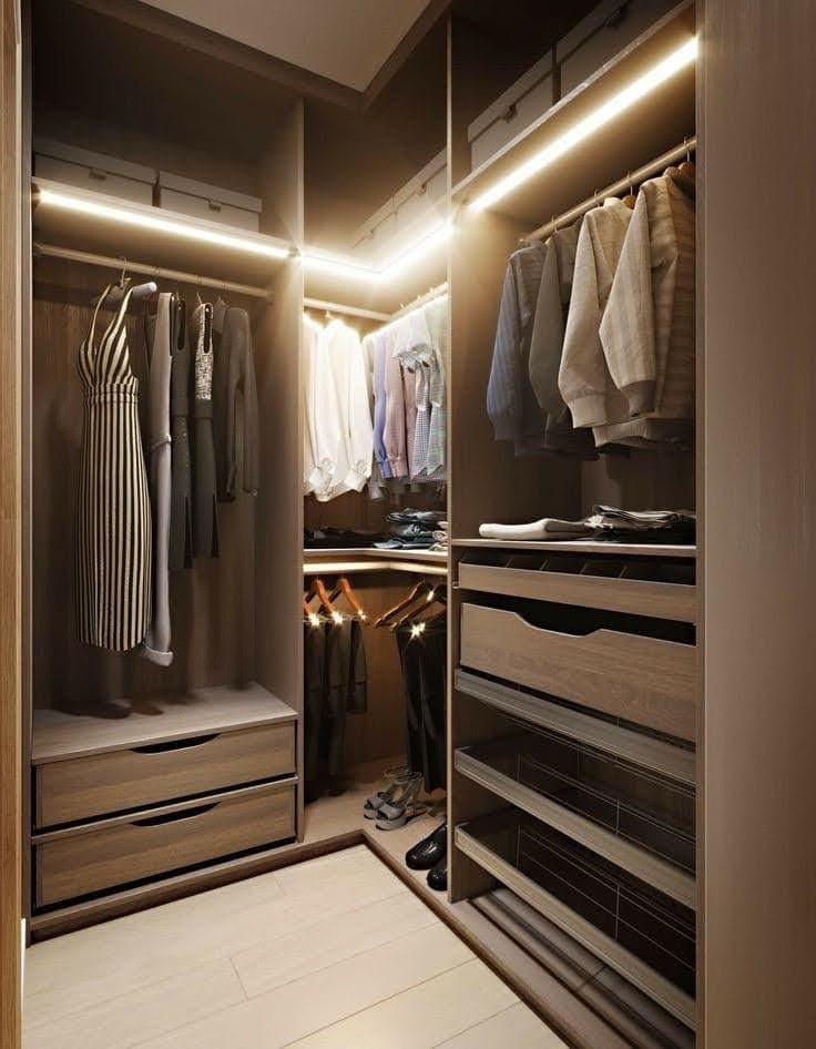 Modern wardrobe with sleek wooden doors