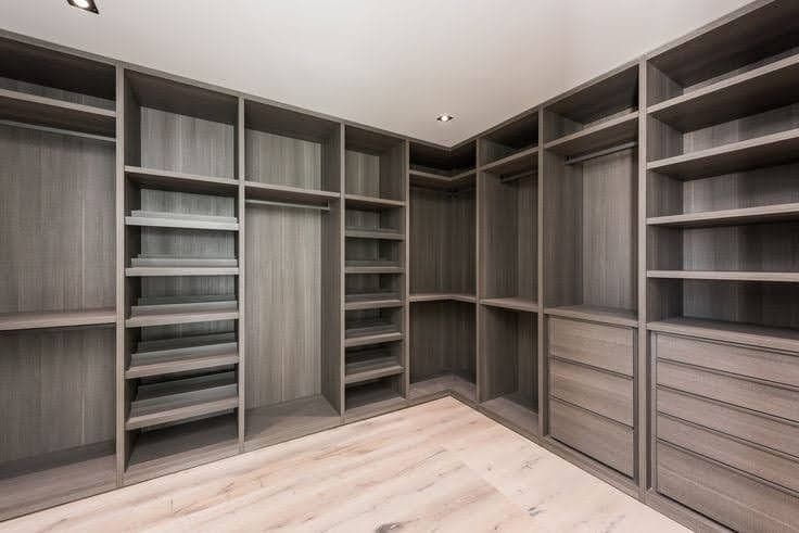 Bedroom wardrobe with natural wood grain