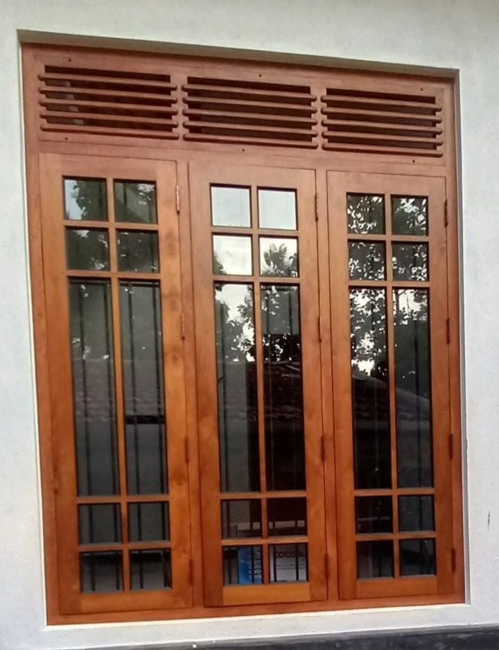 Large wooden window with natural light