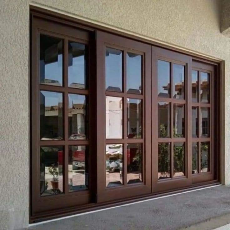 Wood window frame with polished grain finish